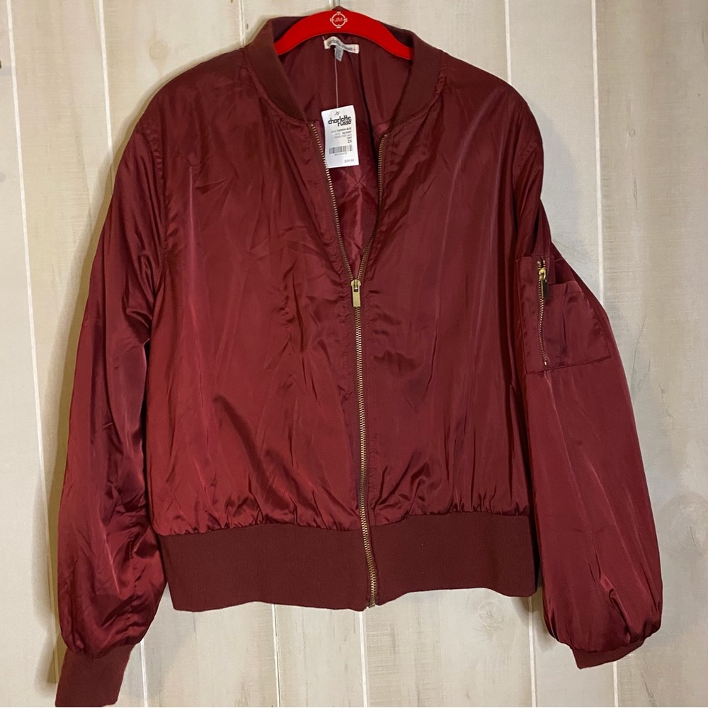 Charlotte Russe Women's Burgundy Wine Bomber Jacket Size 2x